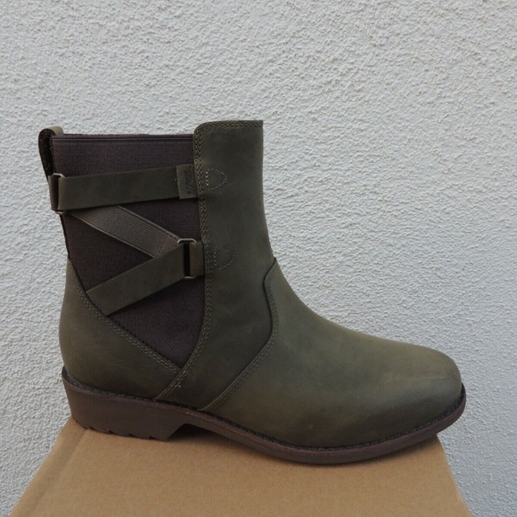 NEW Teva Ellery Ankle boots leather waterproof olive SIZE 5 DARK OLIVE NIB - Picture 5 of 8
